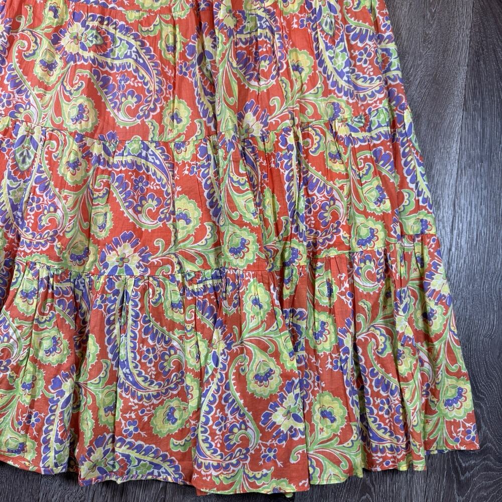 Ralph Lauren Orange Paisley Tiered Maxi Full Skirt Women's Boho Cottagecore SZ M - Picture 12 of 12